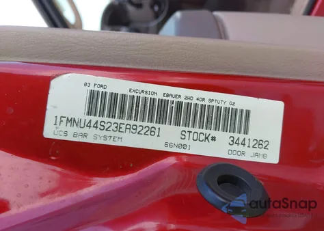 2003 Ford Excursion Eddie Bauer из США, поврежденный, VIN 1FMNU44S23EA92261